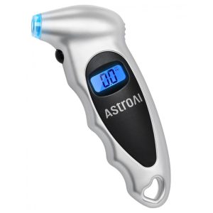 Calibrador de Pressão Digital AstroAI 0150PSI Preciso em Incrementos de 01 Display LCD Retroiluminado e Adaptador de Válvula Presta 4 Unidades