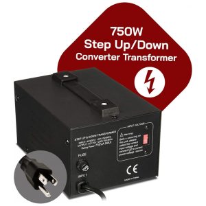 Transformador (Conversor) de Voltagem Universal LiteFuze 750W Elevação/Redução 110-120V para 220-240V/220-240V para 110-120V Tomada Universal Toroidal Fusível CE LT-750.