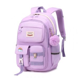 Mochila escolar MUSEVOS roxa kawaii com múltiplos bolsos para meninas