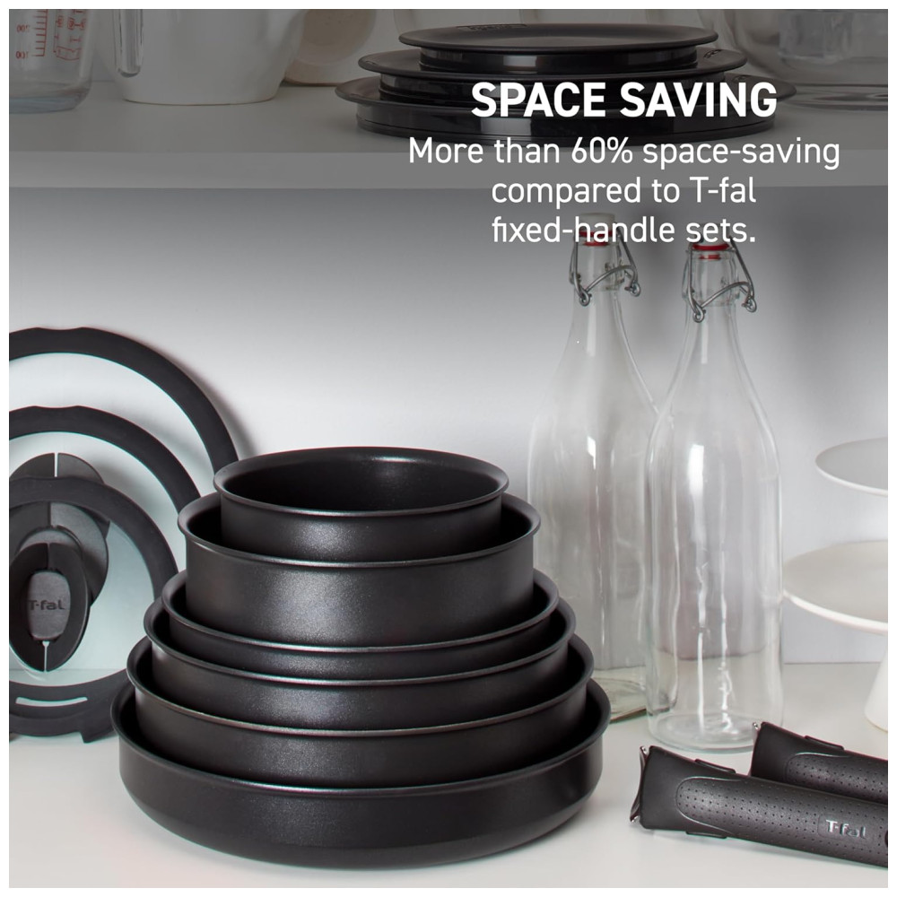 Jogo de Panelas e Frigideiras Antiaderentes Material em Alumínio e Granito com 14 Peças e Cabo Removível T-Fal Baunilha Francesa - Imagem 3