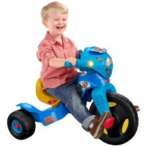 Triciclo Patrulha Canina com Luzes Sons e Armazenamento para Crianças Acima de 2 Anos Fisher Price Azul