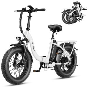Bicicleta Elétrica Dobrável Heybike Ranger 2.0 Branca | Motor 1500W Autonomia 88 km Velocidade 40 km/h Pneus 20"x4" Suspensão Frontal Câmbio Shimano 7V
