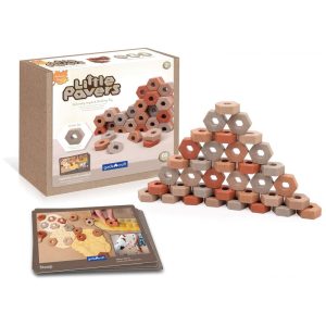 Conjunto de blocos de construção Guidecraft Little Pavers com 60 peças em TPR texturizado para empilhamento e modelos arquitetônicos em miniatura