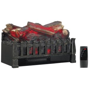 Lareira Elétrica Ecológica 20.5" 52cm com Controle Remoto Proteção Contra Superaquecimento e Chama Realista Cobertura 37 m2 110V 1350W Duraflame Preta