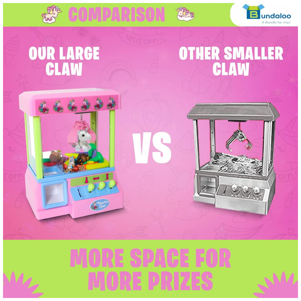 Bundaloo Claw Machine Arcade Game Unicorn Rosa com Som, Mini Máquina de Garra para Doces e Brinquedos, Ideal para Crianças - Imagem 5
