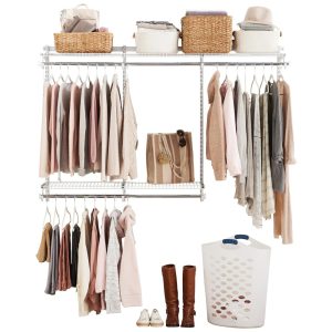 Kit Closet Aramado 18 Metros com Prateleiras Expansíveis e Hastes Telescópicas Personalizável Rubbermaid
