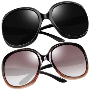 Óculos de Sol Feminino Polarizados com Proteção UV Joopin D08 2 Unidades Preto e Marrom Gradiente