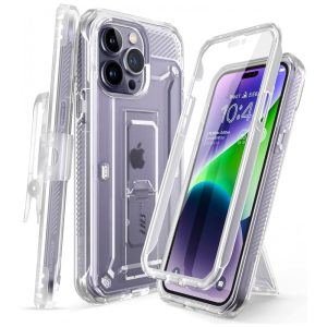 Capa para Iphone 14 Pro Max com Protetor de Tela Embutido e Clipe de Cinto SUPCASE Transparente