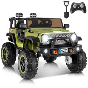 Carro Elétrico Infantil Jeep 4x4 com Controle Remoto 2 Lugares Música via Bluetooth e Luzes LED 24V Hikole Verde