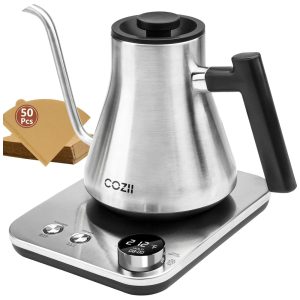 Chaleira Elétrica COZII Gooseneck Controle de Temperatura Ajustável 1200W Aquecimento Rápido 24H de Manutenção de Calor Desligamento Automático