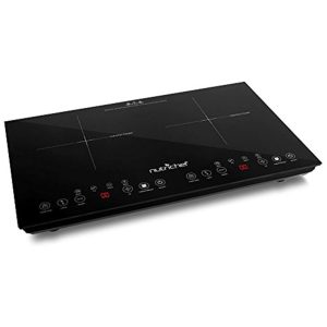 Cooktop Fogão de Indução Dupla Portátil de 120V Portátil Digital 1800 Watt NUTRICHEF PKSTIND48 Preto