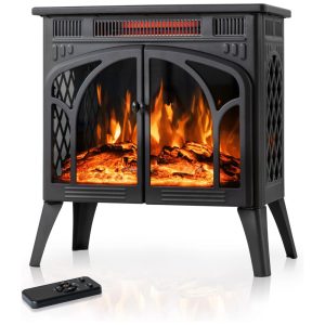 Lareira Elétrica com Controle Remoto e Chamas 3D Ajustável 1500W 110v Electactic Preto