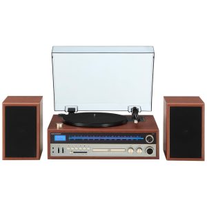 Vitrola Toca-Discos com Bluetooth CD AM/FM e Alto-Falantes Inclusos1975T Crosley Madeira