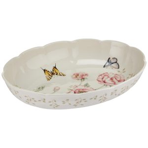 Assadeira Oval em Porcelana Praticidade e Charme para Sua Cozinha Lenox Butterfly Meadow Branca