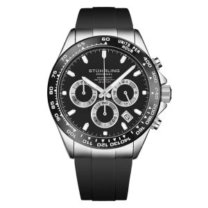 Relógio Aquamaster Cronógrafo 42mm com Mostrador Preto e Pulseira Preta - Stuhrling 4050.