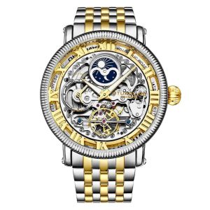 Relógio Masculino Stuhrling 3922.2 Automático 48mm Prata e Dourado