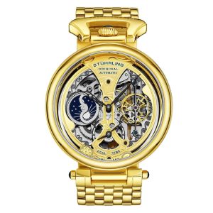 Relógio Masculino Stuhrling Emperors Grandeur 4003 Automático 46mm Dourado