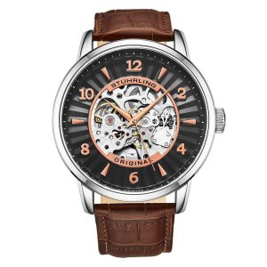 Relógio Masculino Stuhrling 3973 Automático 48mm Marrom e Preto