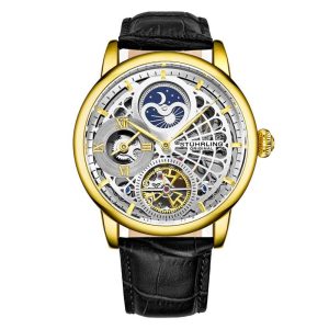 Relógio Masculino Stuhrling Esqueleto 3926 Automático 43mm Dourado