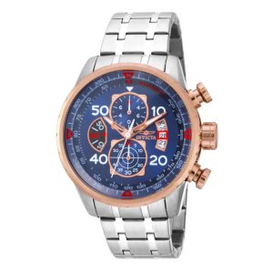 Relógio Masculino de Quartzo Aviator Invicta 17203 Prata e Azul