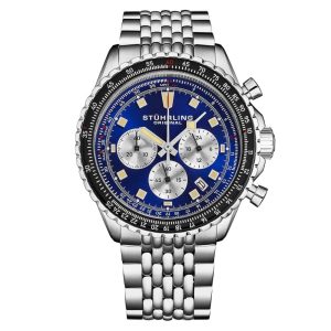 Relgio crongrafo RaceWay 1010 44mm azul movimento japons Stuhrling