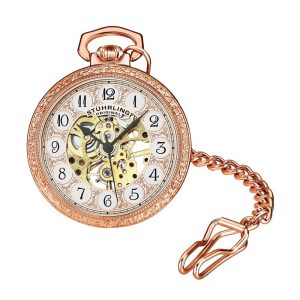 Relógio de Bolso Masculino Stuhrling Jove 986 de Corda Manual 48mm Dourado