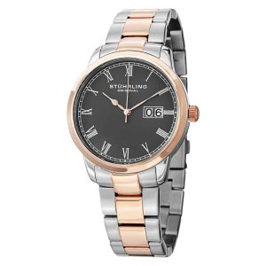 Relógio de pulso Panache Elite 831B 40mm com mostrador cinza e pulseira de aço inox. Elegância clássica em prata.