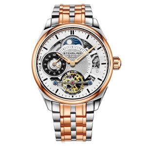 Relógio Masculino Stuhrling Presidia 943B Automático 42mm Prata e Ouro Rosa