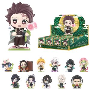 Blind Box Caixa Surpresa Coleção de Bonecos da Série Kimetsu no Yaiba Birth Flower da POP MART Caixa Surpresa com 12 Figuras Brinquedos de Ação.