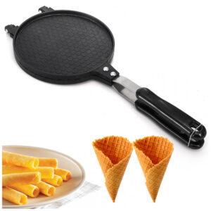 Dicunoy Máquina de Casquinha de Sorvete Antiaderente - Panela 17cm para Crepes Omeletes e Choco Tacos para Fogões a Gás