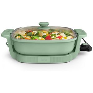 Panela elétrica Bella Make & Take 305 cm verde com tampa de vidro revestimento cerâmico EverGood base em alumínio fundido 1200W 110V