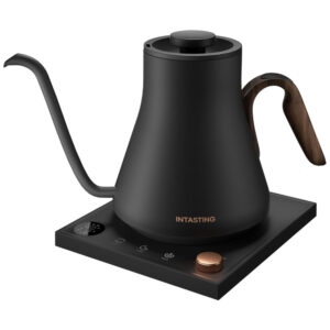 Chaleiras Elétrica Pescoço de Ganso 900mL com Controle de Temperatura e Aquecimento Rápido 1200W INTASTING Preta