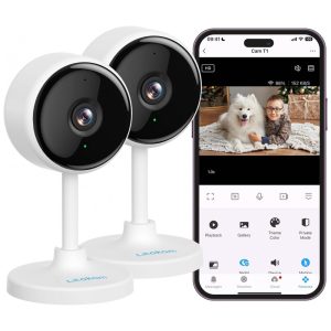 Câmeras de Segurança Interna com Visão Noturna controle por App 2 UN litokam LF C1t Branco