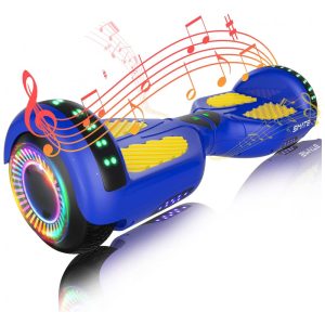 Hoverboard SIMATE Azul Amarelo All Terrain com Bluetooth Luzes de LED e Controle por Aplicativo – Crianças e Adultos