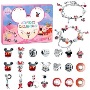 Calendário do Advento Natal 2025 para Meninas com Contagem Regressiva 24 Dias Pulseira DIY e Pingentes Festivos