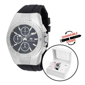 Relógio TechnoMarine Cruise Original Unissex com Mostrador em Madrepérola 38mm Preto Branco Rosa e Pulseira Interchangeável TM124033