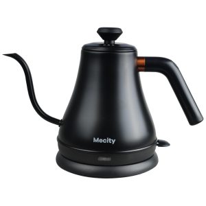 Chaleira Elétrica 800mL de Aço Inoxidável com Bico de Ganso para Aquecimento Rápido e Desligamento Automático 1000W Mecity Preta