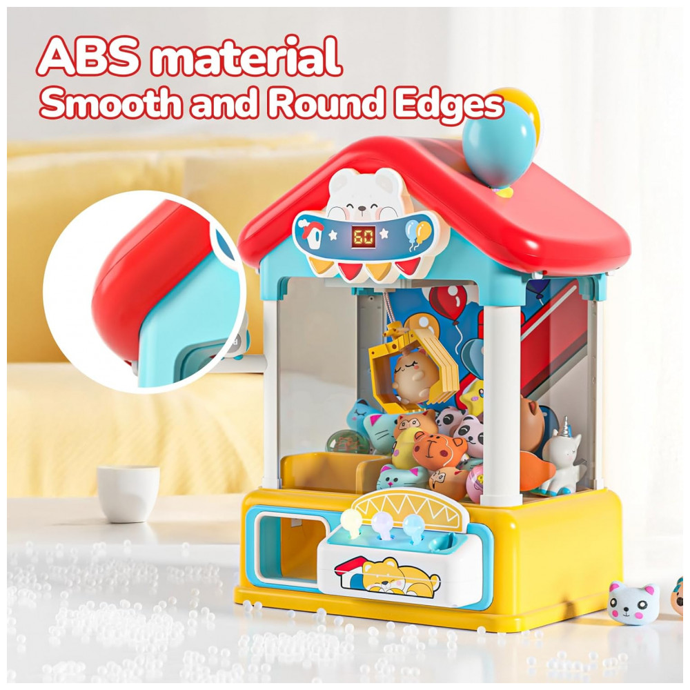 Máquina de Garra Skirfy – Mini Arcade Infantil com 10 Pelúcias, 10 Ovos Surpresa, 10 Mini Brinquedos, Moedas, Luzes e Som - Imagem 6