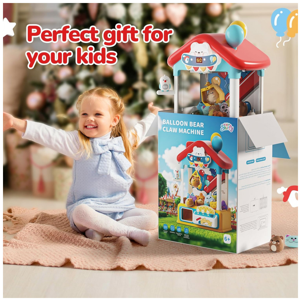 Máquina de Garra Skirfy – Mini Arcade Infantil com 10 Pelúcias, 10 Ovos Surpresa, 10 Mini Brinquedos, Moedas, Luzes e Som - Imagem 7