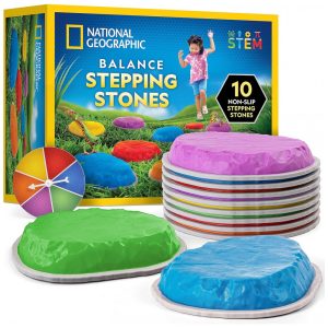 Blue Marble Pedras de Equilíbrio National Geographic para Crianças - Conjunto de 10 Pedras Duráveis e Antiderrapantes para Estimular o Equilíbrio