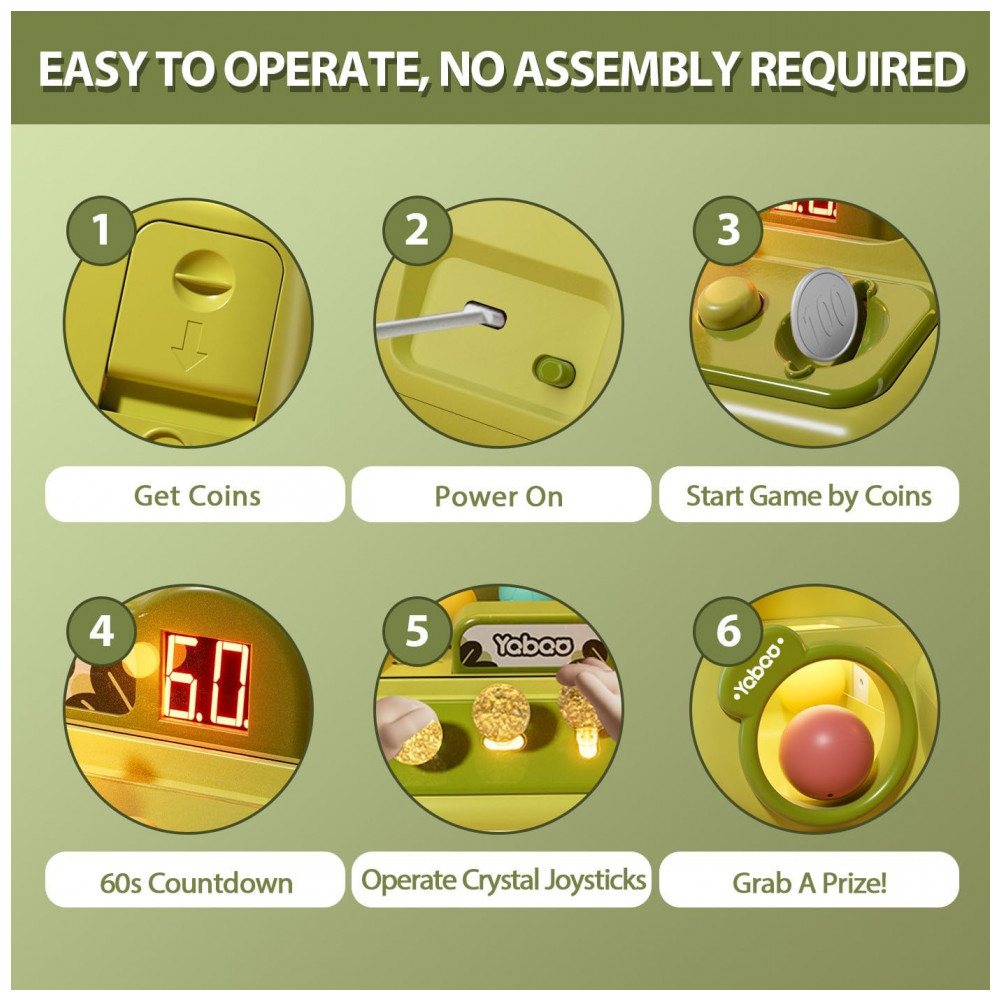 Máquina de Garra Infantil ORANGE OCEAN Estilo Dinossauro com Luzes e Som – 60 Peças, Brinquedo Arcade Grande para Crianças 3 a 8 Anos - Imagem 6