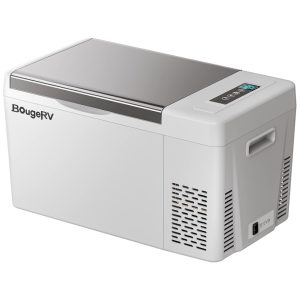 BougeRV Geladeira de 12 volts com tampa de 23 quart geladeira de carro 12V 23 quart freezer portátil refrigerador freezer 12 24 V DC 110 240 volts AC 7 50 para caminhão RV SUV cinza 23 quart com tampa
