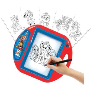Projetor de Desenhos Patrulha Canina com 10 Modelos Tela de Iluminação e Caneta para Crianças Acima de 3 Anos Lexibook