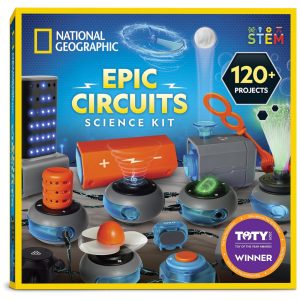 Kit Eletrônico National Geographic Circuit Maker para Crianças com 120 Projetos de Circuitos Elétricos Brinquedo STEM de Circuitos ElétricosBlue Marble