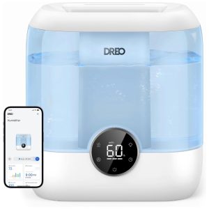 Umidificador Inteligente Dreo para Quarto 6L de Capacidade Design Top Fill Ultrassônico 60 Horas de Autonomia Silencioso Luz Noturna Azul