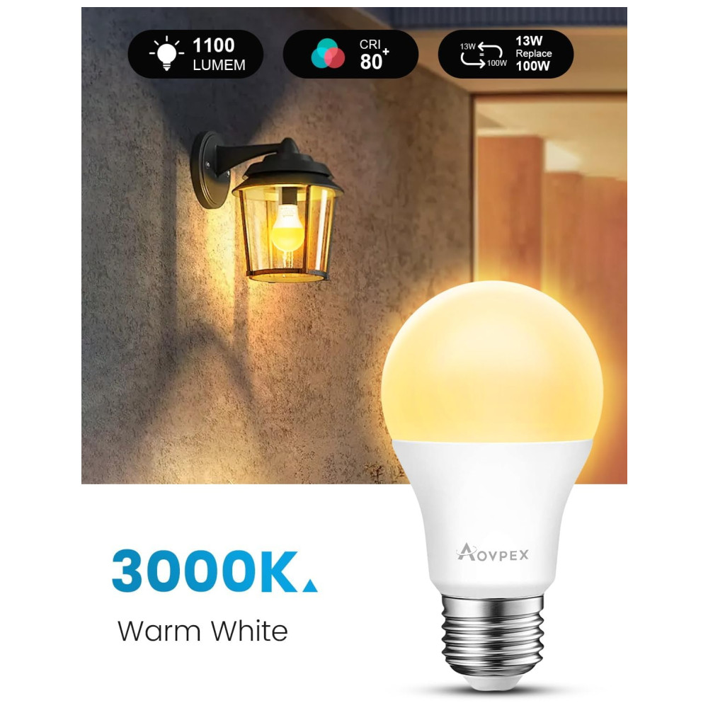 Aovpex Lâmpada LED Sensor de Movimento 13W Branco Frio 2700K 2 Un - Imagem 2