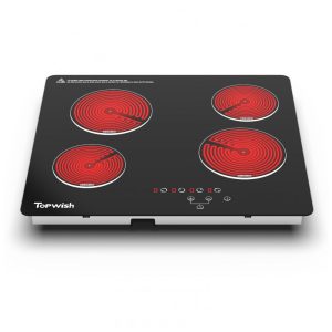 Cooktop elétrico vitrocerâmico 60cm TOPWISH preto 4 zonas radiantes touch timer bloqueio infantil 6000W 220V
