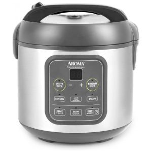 Panela de Arroz Elétrica até 8 xícaras não Cozidas com Painel de Controle 110V 450W Aroma Housewares 994SG Cinza