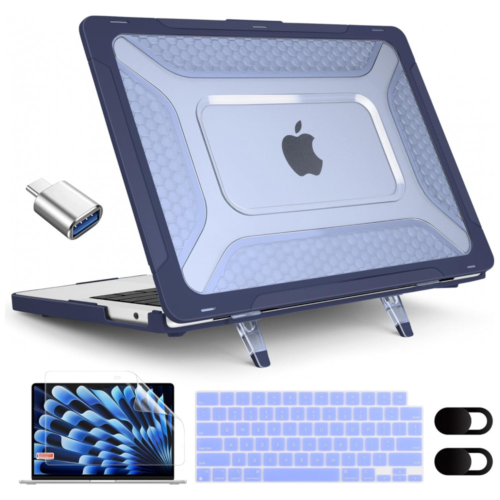 Capa Rígida Antichoque Azul Marinho para MacBook Air 15″ (2023–2025, Modelos A3241/A3114/A2941, M2/M3/M4) – MEEgoodo