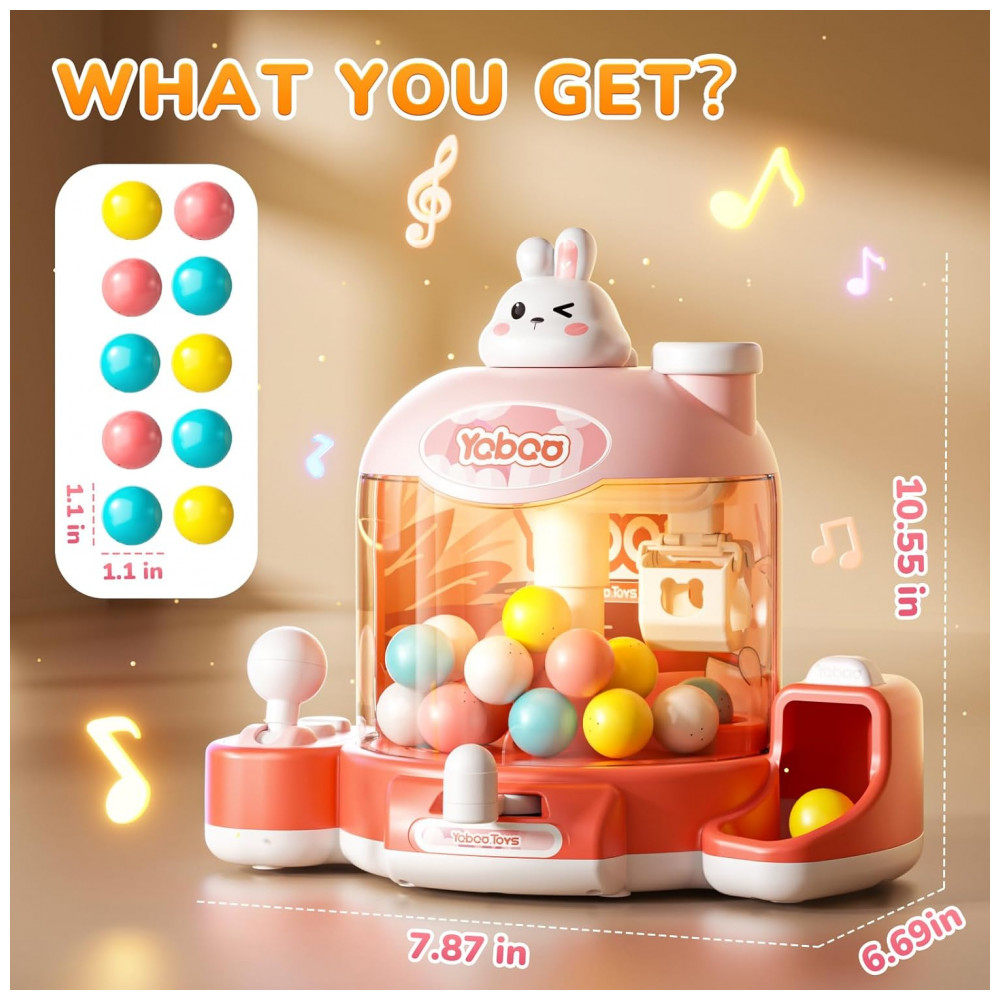 Máquina de Garra Rosa Skirfy – Mini Arcade Infantil com Luzes, Som e Temporizador de 60 Segundos - Imagem 2